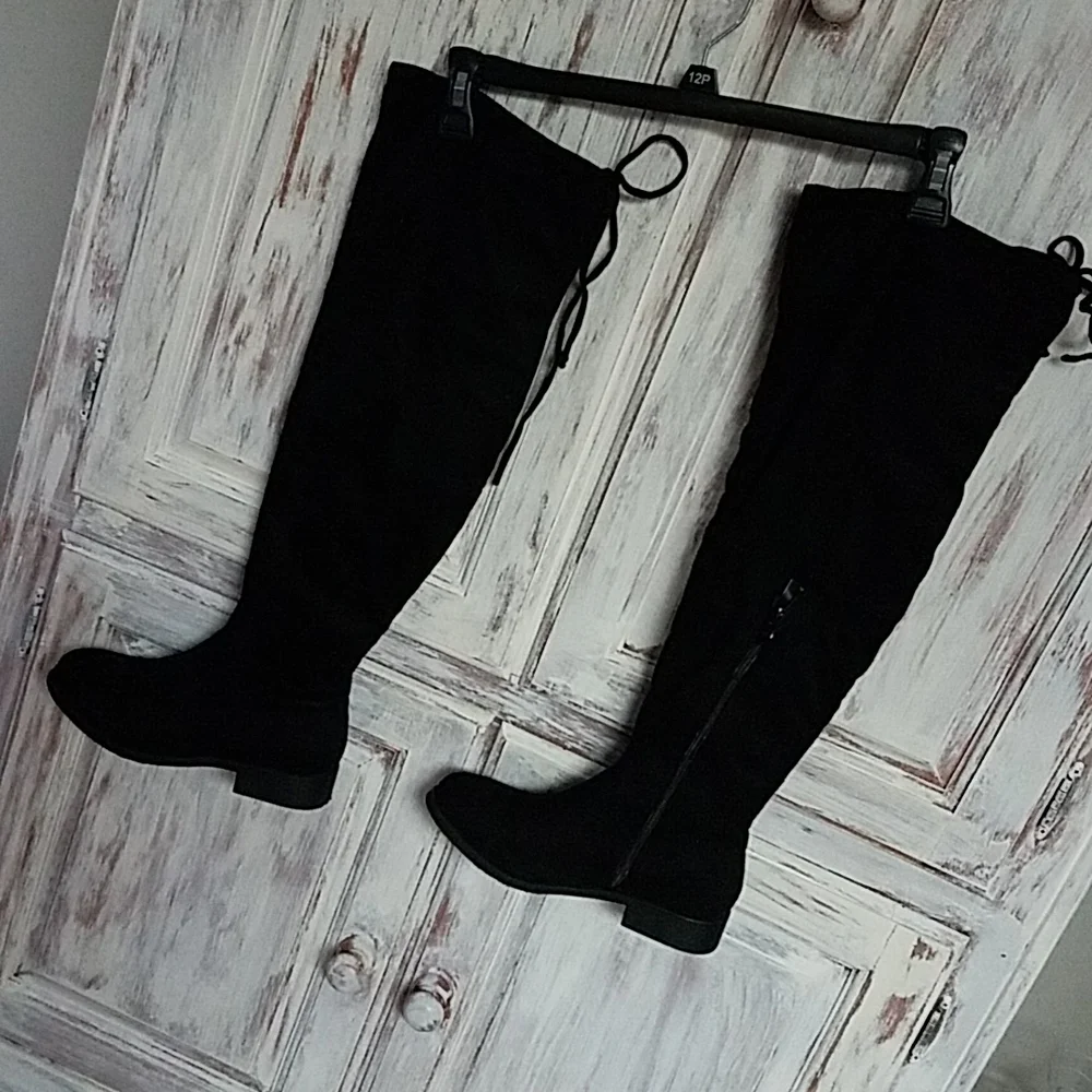 Over-the-Knee Black Suede Boots - Classic Women's Style